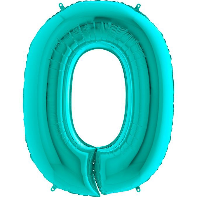 Фольгированная цифра с гелием «0» Тиффани / Tiffany 40″/102см