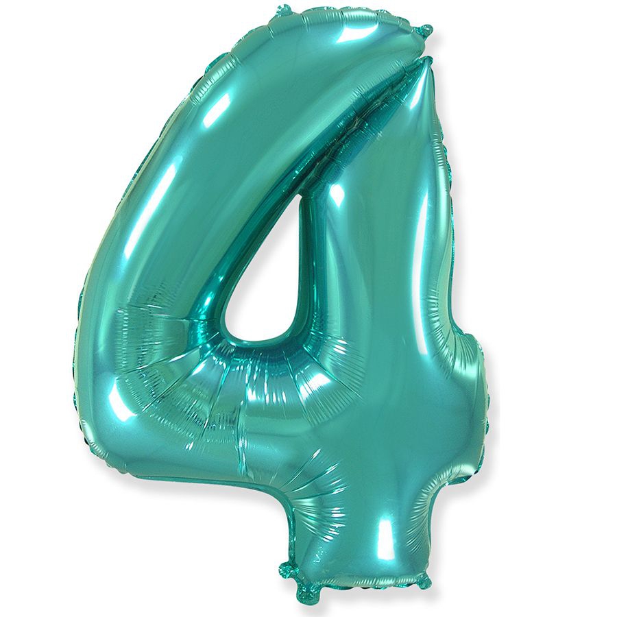 Фольгированная цифра с гелием «4» Тиффани / Tiffany 40″/102см