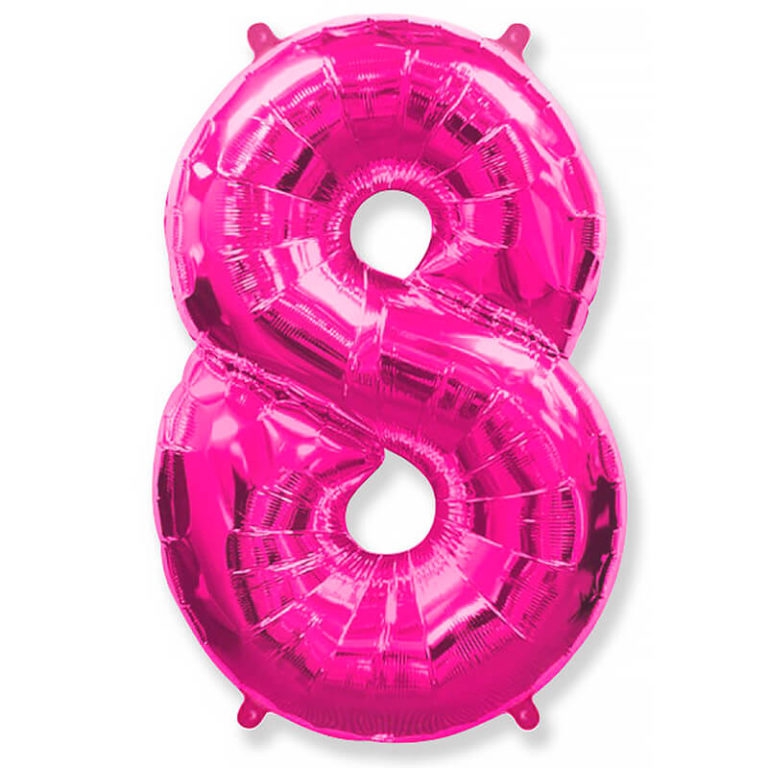 Фольгированная цифра с гелием «8» Фуксия 41″/102см